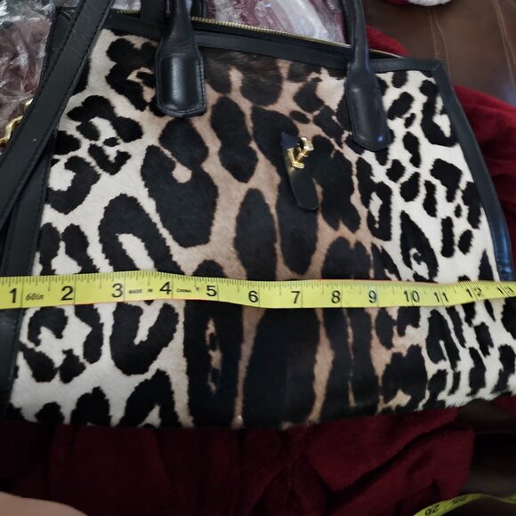 Cavalcanti Leopard Print Genuine Leather Italian Handbag – Black Accents - Picture 6 of 7